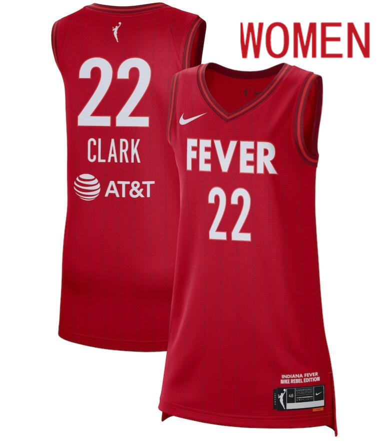 Women  Unisex Indiana Fever #22 Caitlin Clark Nike Red 2024 WNBA Draft Rebel Edition Victory red Jersey->women ncaa jersey->Women Jersey